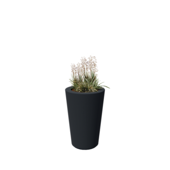 Stikla šķiedras puķu kaste - Konisks - Ø 55 x 76 cm - RAL7021 matēts (melns pelēks) - Ar dibenu