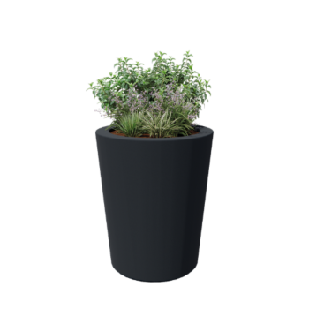 Stikla šķiedras puķu kaste - Konisks - Ø 89 x 100 cm - RAL7021 matēts (melns pelēks) - Ar dibenu