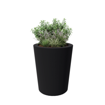 Stikla šķiedras puķu kaste - Konisks - Ø 89 x 100 cm - RAL7021 matēts (melns pelēks) - Ar dibenu