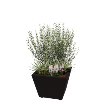 Tērauda puķu kaste - Konuss - 60 x 60 x 41,5 cm - Metināts - RAL9005 matēts (melns) - Ar pamatplati