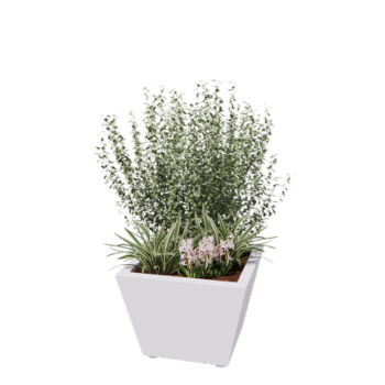 Tērauda puķu kaste - Konuss - 60 x 60 x 41,5 cm - Metināts - RAL9010 matēts (balts) - Ar pamatplati