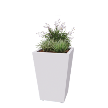 Tērauda puķu kaste - Konuss - 60 x 60 x 81,5 cm - Metināts - RAL9010 matēts (balts) - Ar pamatplati