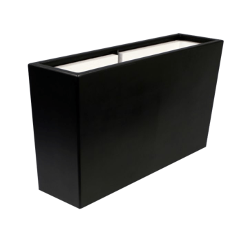 Stikla šķiedras puķu kaste - Taisnstūris - 150 x 25 x 80 cm - RAL9005 matēts (melns) - Ar dibenu