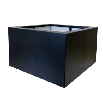 Stikla šķiedras puķu kaste - Kvadrāts - 140 x 140 x 80 cm - RAL9005 matēts (melns) - Ar dibenu