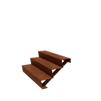 Kortena tērauda dārza kāpnes New York 3 pakāpieni (platums 120 cm)
