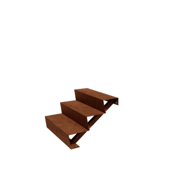 Kortena tērauda dārza kāpnes New York 3 pakāpieni (platums 80 cm)