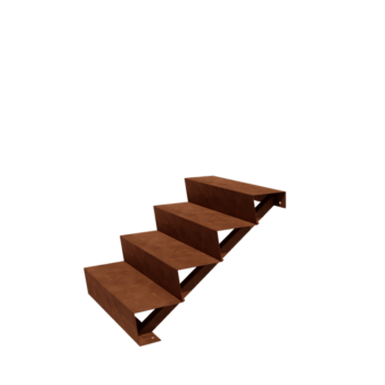 Kortena tērauda dārza kāpnes New York 4 pakāpieni (platums 80 cm)