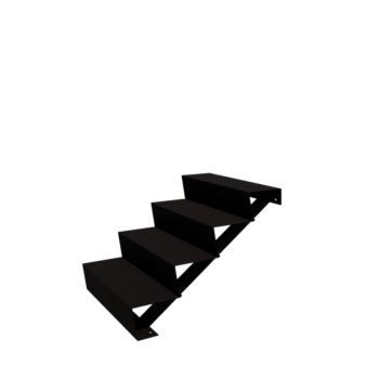 Melna tērauda dārza kāpnes New York 4 pakāpieni (platums 80 cm)