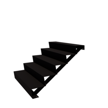 Melna tērauda dārza kāpnes New York 5 pakāpieni (platums 120 cm)