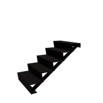 Melna tērauda dārza kāpnes New York 5 pakāpieni (platums 80 cm)