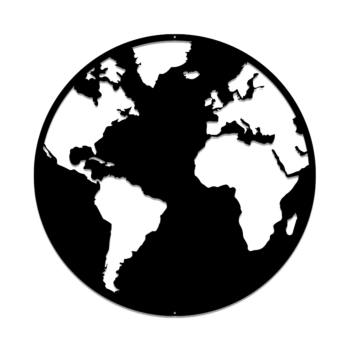 Tērauda sienas dekors - Pasaules globuss Small - 50 x 50 cm