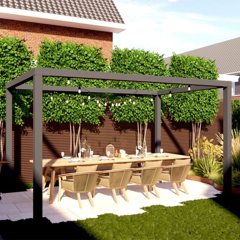 Pulverpārklāta tērauda pergola izkārtojums kvadrātveida 424 x 250 cm