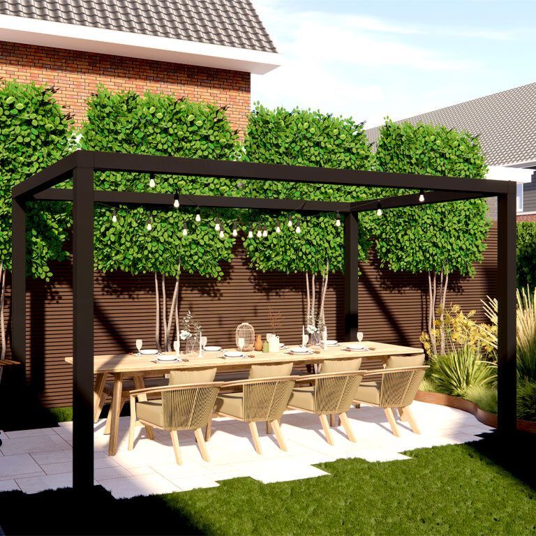 Pulverpārklāta tērauda pergola izkārtojums laukums 324 x 300 cm