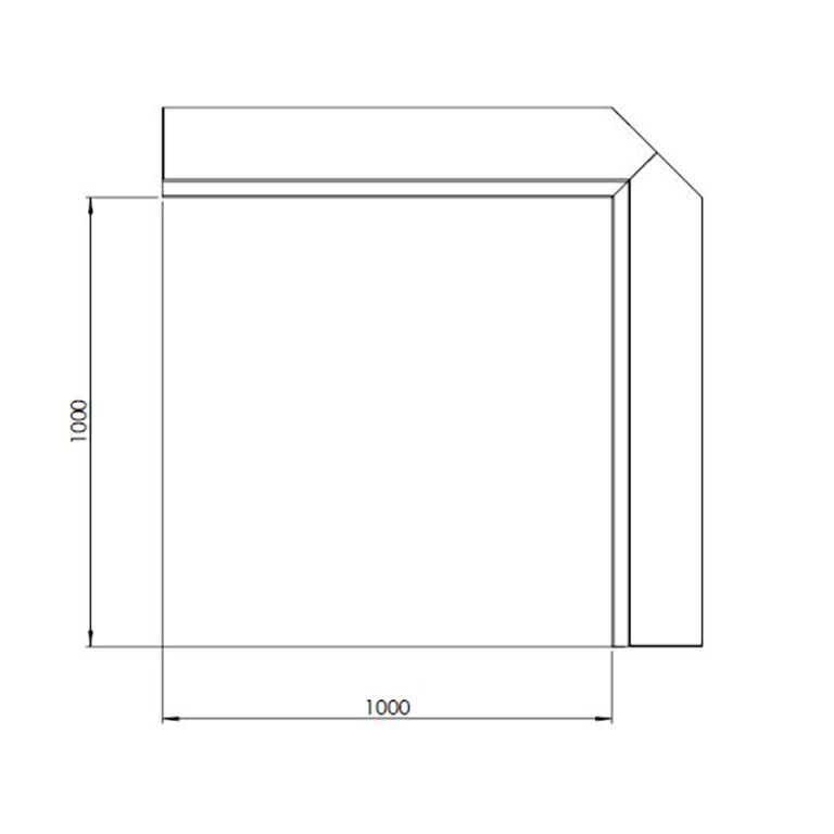 Pulverpārklāta tērauda atbalsta siena iekšējais stūris 100 x 100 cm (augstums 40 cm)