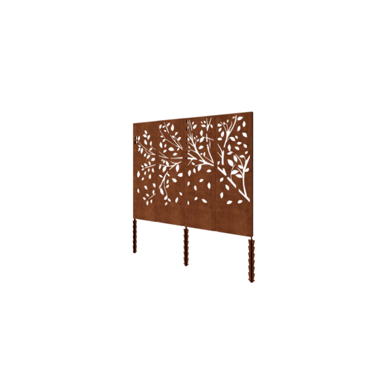 Kortena tērauda dārza panelis - Koks Pilns komplekts - 240 x 6 x 190 cm