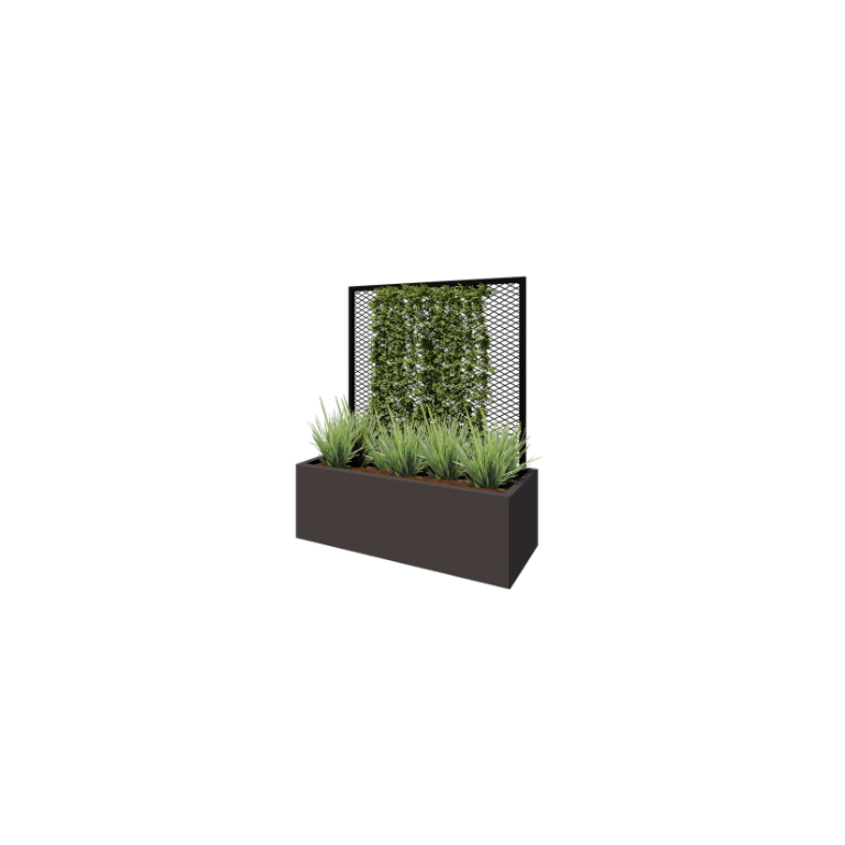 Tērauda kāpelēšanas augu režģis - 110 x 3 x 117,5 cm - RAL9005 matēts (melns) - Puķu kastei 50 cm