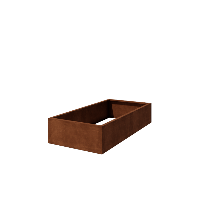Kortena tērauda puķu kaste - Taisnstūris - 200 x 100 x 40 cm - Metināts - Bez pamatplates