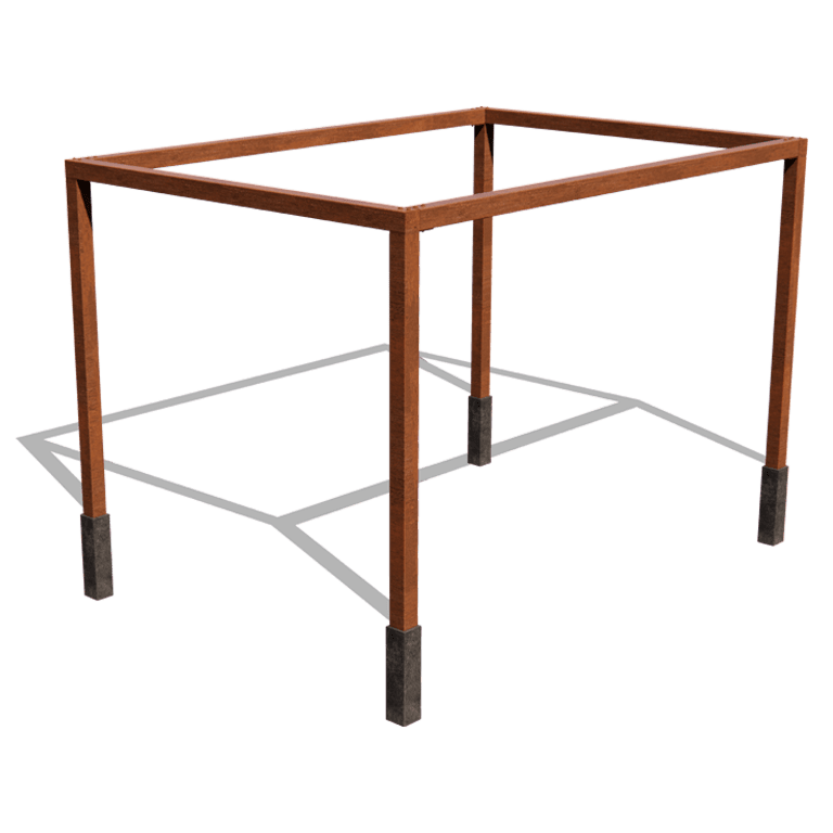 Kortena tērauda pergola izkārtojums laukums 424 x 300 cm