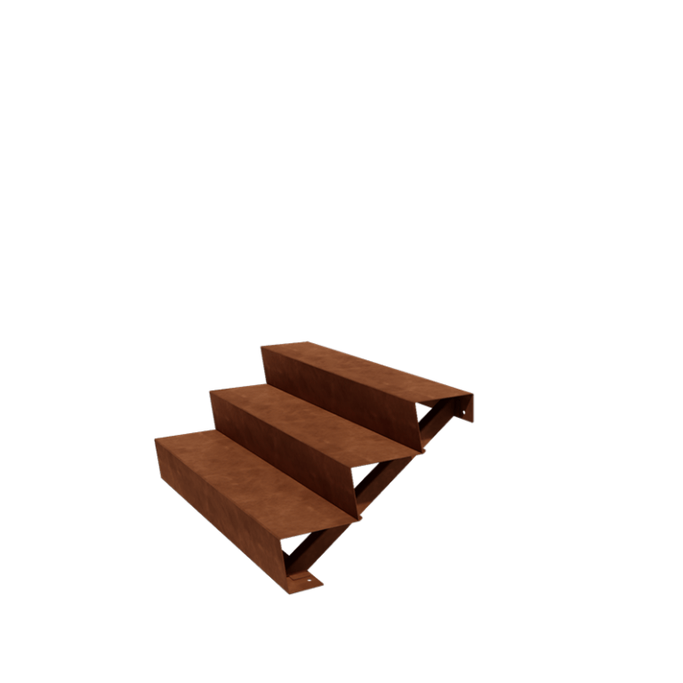 Kortena tērauda dārza kāpnes - 3-soļi - 48 x 120 x 51 cm