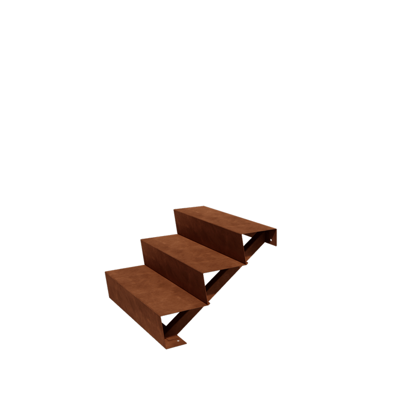 Kortena tērauda dārza kāpnes New York 3 pakāpieni (platums 80 cm)