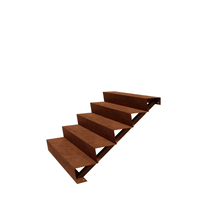 Kortena tērauda dārza kāpnes New York 5 pakāpieni (platums 120 cm)