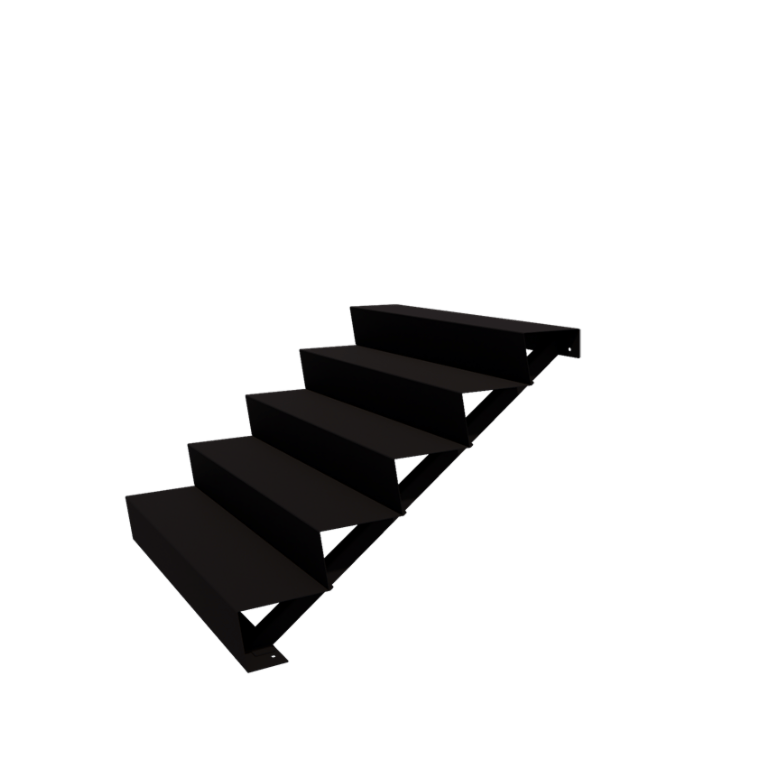 Tērauda dārza kāpnes - 5-soļi - 48 x 120 x 85 cm - RAL9005 matēts (melns)