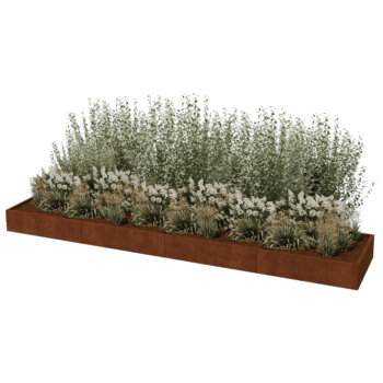 Kortena tērauda puķu kaste Texas xxl 480 x 100 cm