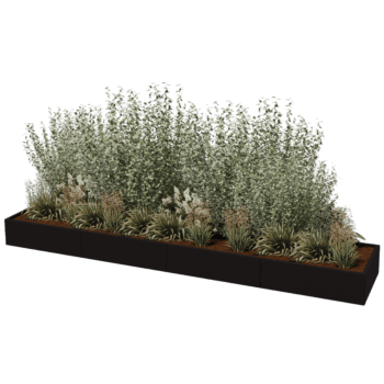 Pulverpārklāta tērauda puķu kaste Texas xxl 400 x 80 cm