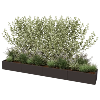 Tērauda puķu kaste XXL - Taisnstūris - 320 x 50 x 80 cm - Cita RAL krāsa - Ar pamatplati