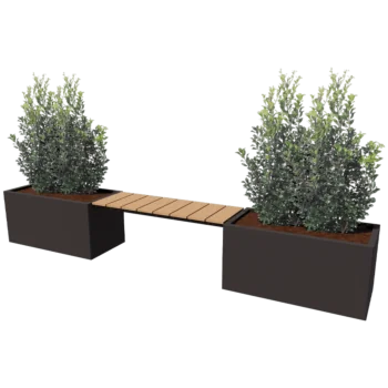 Tērauda puķu kaste - Taisnstūris - 321,2 x 50 x 50 cm - Cita RAL krāsa - Bez pamatplates - Ar soliņu