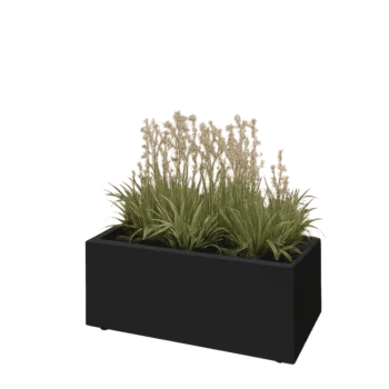 Tērauda puķu kaste - Taisnstūris - 80 x 40 x 30 cm - RAL9005 matēts (melns) - Ar pamatplati - Ar kājām