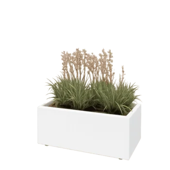 Tērauda puķu kaste - Taisnstūris - 80 x 40 x 30 cm - RAL9010 matēts (balts) - Ar pamatplati - Ar kājām