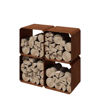 Kortena tērauda malkas glabātuve - Colorado 4 gabali - 40 x 40 x 40 cm