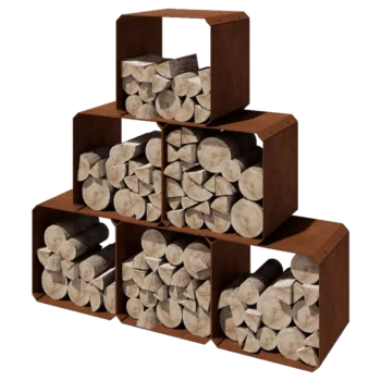 Kortena tērauda malkas glabātuve - Colorado 6 gabali - 40 x 40 x 40 cm