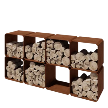 Kortena tērauda malkas glabātuve - Colorado 8 gabali - 40 x 40 x 40 cm