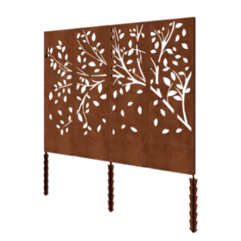 Kortena tērauda dārza panelis - Koks Pilns komplekts - 240 x 6 x 190 cm