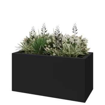 Stikla šķiedras puķu kaste - Taisnstūris - 120 x 50 x 40 cm - RAL7021 matēts (melns pelēks) - Ar dibenu