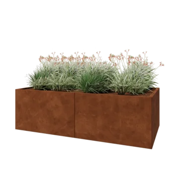 Kortena tērauda puķu kaste XXL - Taisnstūris - 200 x 100 x 60 cm - Ar pamatplati