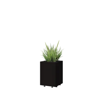 Tērauda puķu kaste - Kvadrāts - 30 x 30 x 40 cm - RAL9005 matēts (melns) - Ar pamatplati - Ar kājām