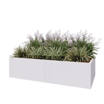 Tērauda puķu kaste XXL - Taisnstūris - 200 x 100 x 50 cm - RAL9010 matēts (balts) - Bez pamatplates