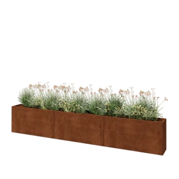 Kortena tērauda puķu kaste XXL - Taisnstūris - 360 x 30 x 60 cm - Bez pamatplates