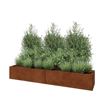 Kortena tērauda puķu kaste XXL - Taisnstūris - 200 x 40 x 30 cm - Bez pamatplates