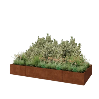 Kortena tērauda puķu kaste XXL - Taisnstūris - 320 x 120 x 40 cm - Bez pamatplates