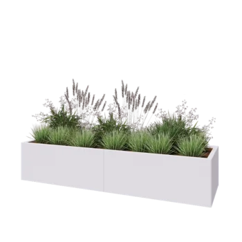 Tērauda puķu kaste XXL - Taisnstūris - 200 x 60 x 40 cm - RAL9010 matēts (balts) - Bez pamatplates