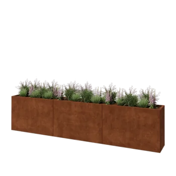 Kortena tērauda puķu kaste XXL - Taisnstūris - 360 x 40 x 80 cm - Bez pamatplates