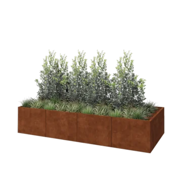 Kortena tērauda puķu kaste XXL - Taisnstūris - 320 x 120 x 60 cm - Ar pamatplati