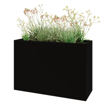 Stikla šķiedras puķu kaste - Taisnstūris - 120 x 40 x 80 cm - RAL9005 matēts (melns) - Ar dibenu