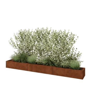 Kortena tērauda puķu kaste XXL - Taisnstūris - 360 x 40 x 30 cm - Ar pamatplati