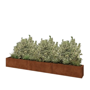 Kortena tērauda puķu kaste XXL - Taisnstūris - 360 x 30 x 40 cm - Ar pamatplati