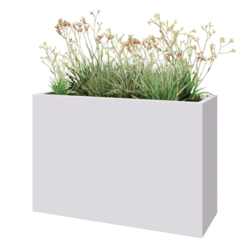 Stikla šķiedras puķu kaste - Taisnstūris - 120 x 40 x 80 cm - RAL9010 matēts (balts) - Ar dibenu